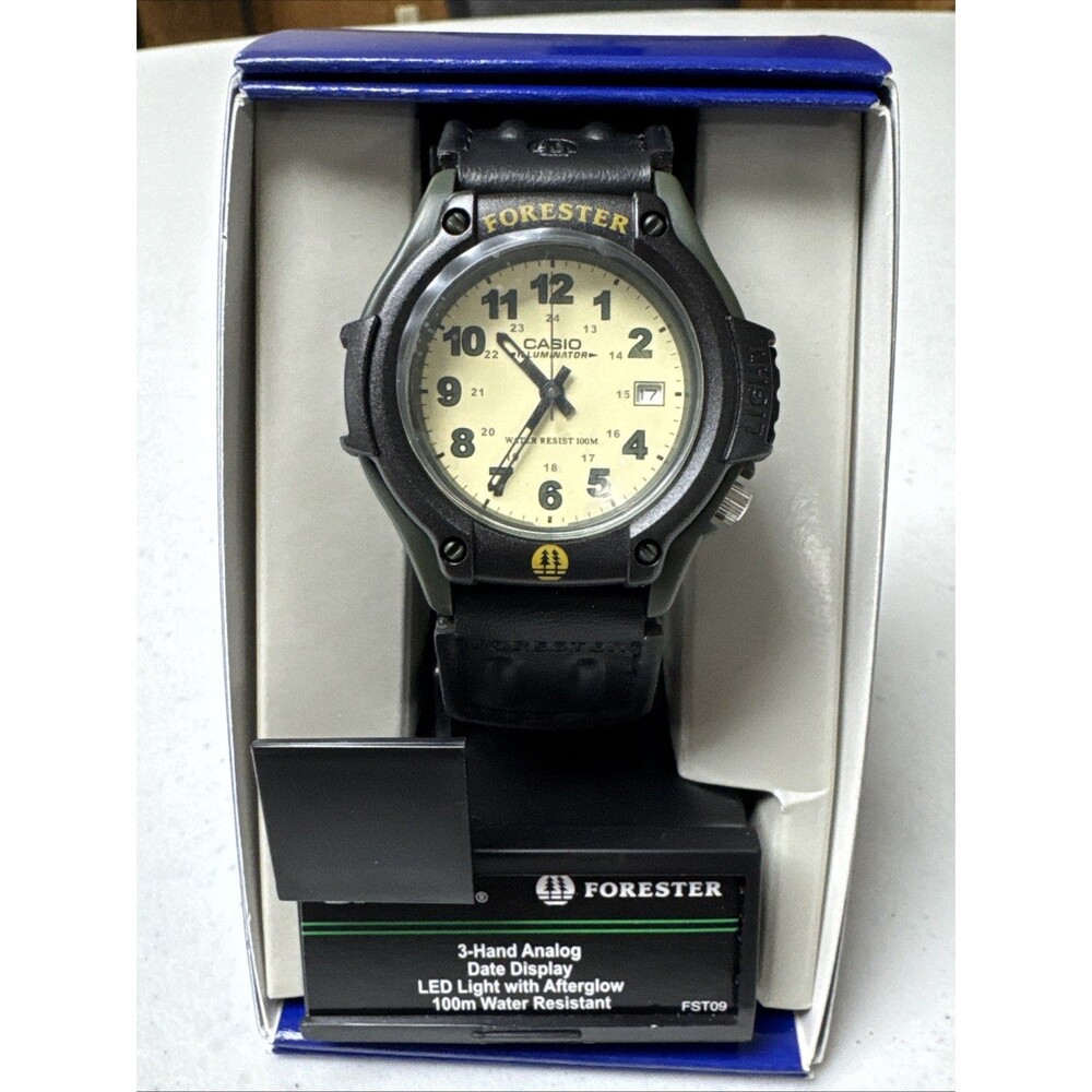 Casio FT500WC-3BK, Forester, Illuminator, 100 Meter WR Green Nylon Strap, Date